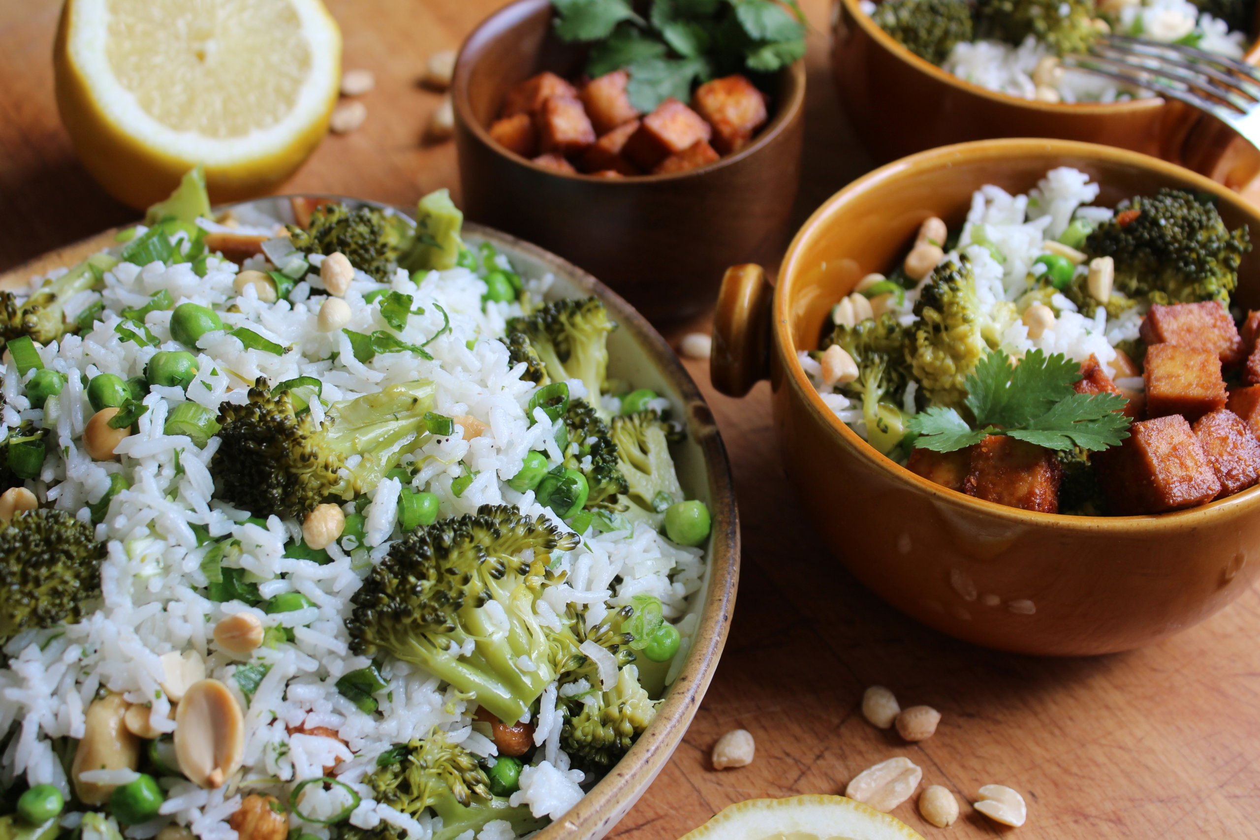 Grüner Reissalat mit Broccoli und Erdnusstofu - viele-kleine-dinge